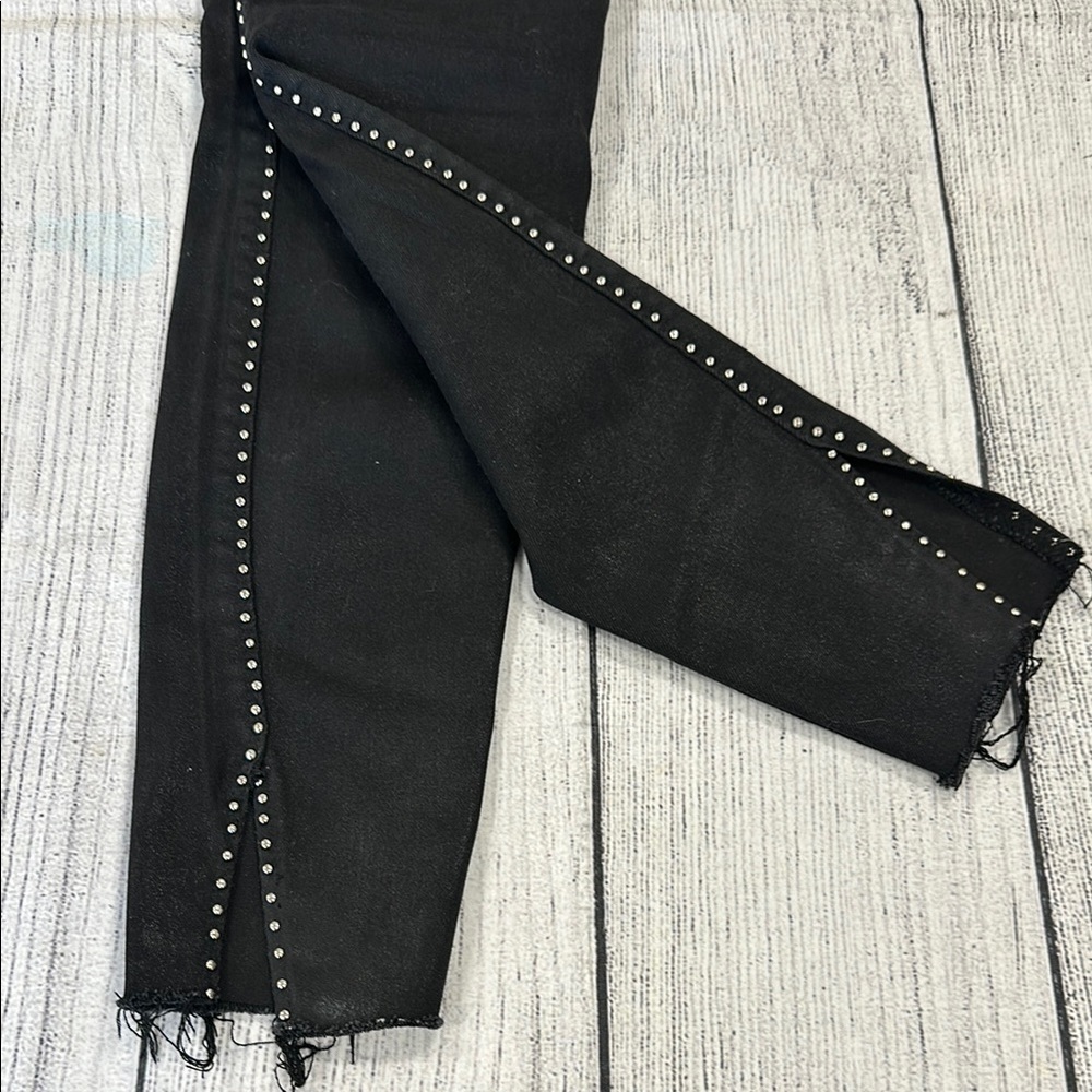 All Saints Sz 25 Miller Black Skinny Jeans w/Silver Studs - Picture 7 of 16